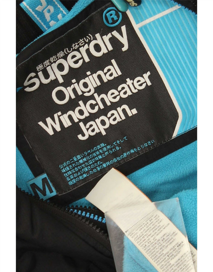 Superdry Womens Hooded Windbreaker Jacket UK 14 Medium Black Nylon