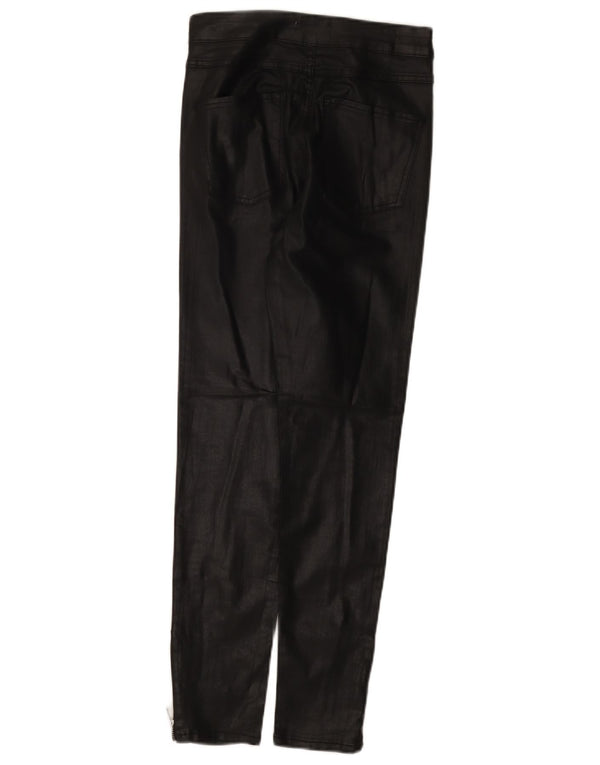 Zara Womens Waxed Skinny Casual Trousers EU 38 Small W28 L27 Black Cotton