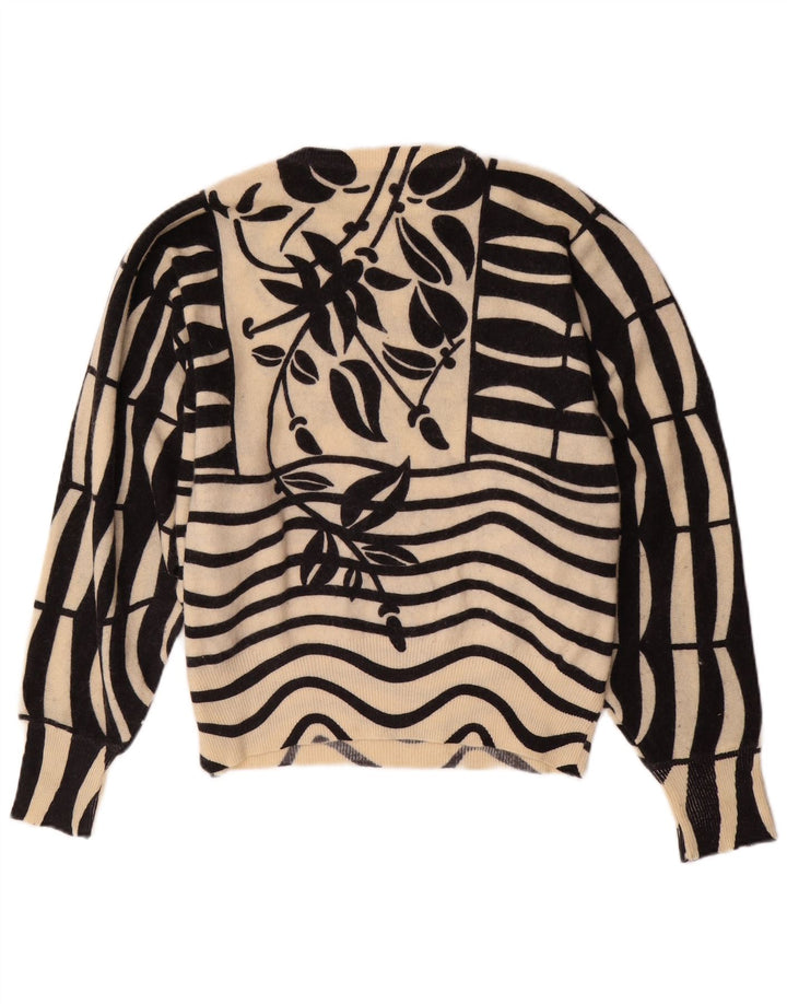 MARLY'S Womens Batwing Crew Neck Jumper Sweater EU 46 XL White Floral