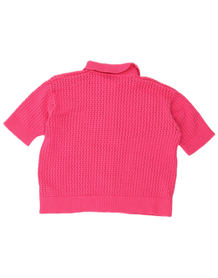 MARKS & SPENCER Womens Short Sleeve Cardigan Sweater UK 14 Large Pink