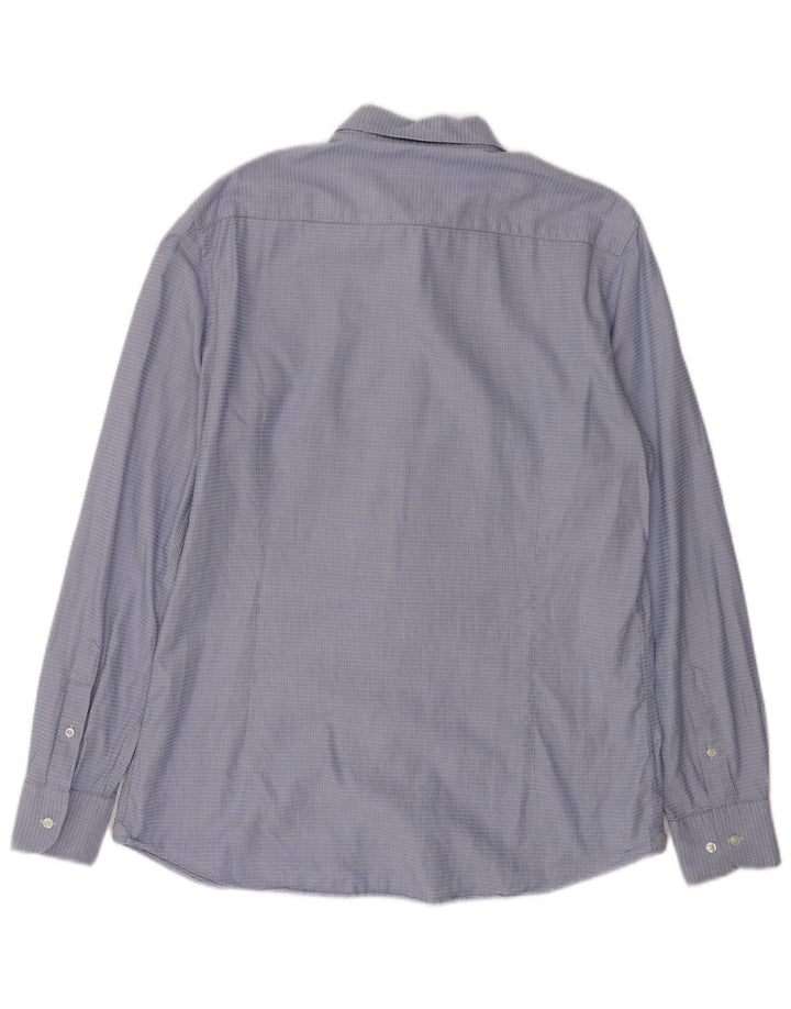 MASSIMO DUTTI Mens Shirt Large Blue Pinstripe Cotton