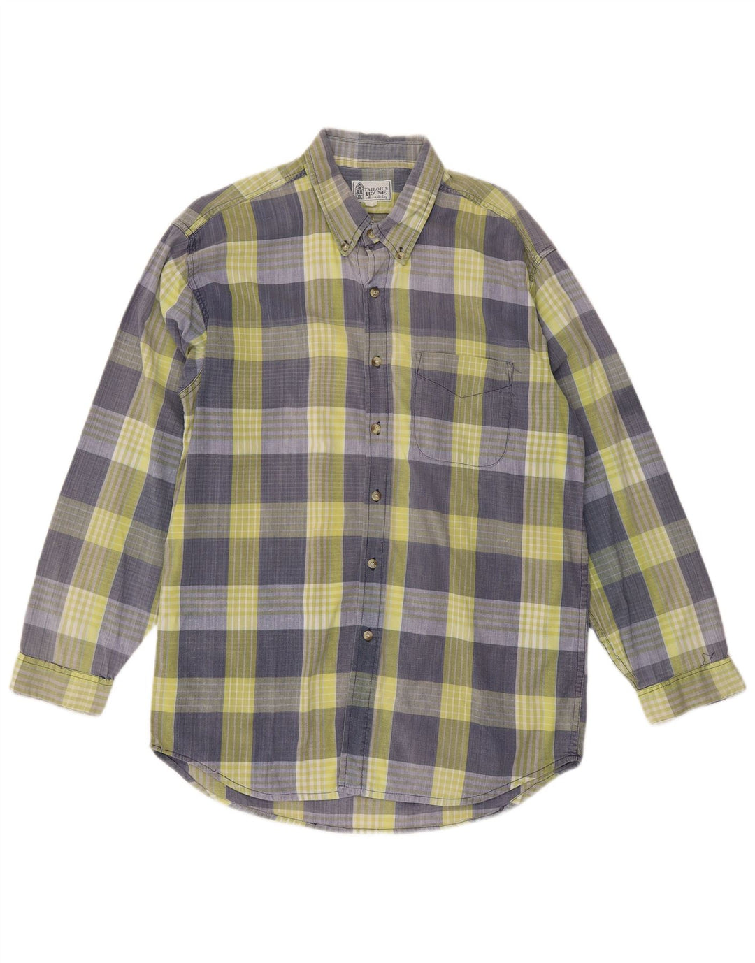 Vintage Mens Shirt Large Blue Check