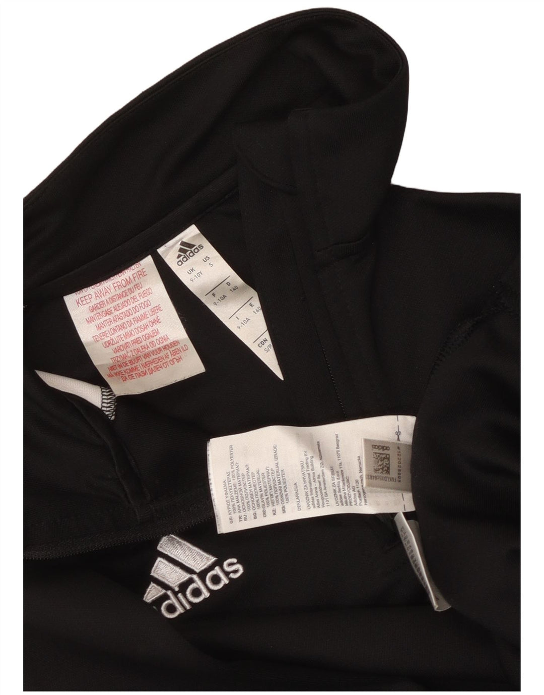 Adidas Boys Climalite Pullover Tracksuit Top 9-10 Years Black Colourblock