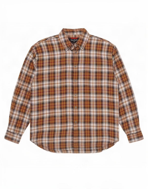 Fila Mens Flannel Shirt Medium Brown Check Cotton