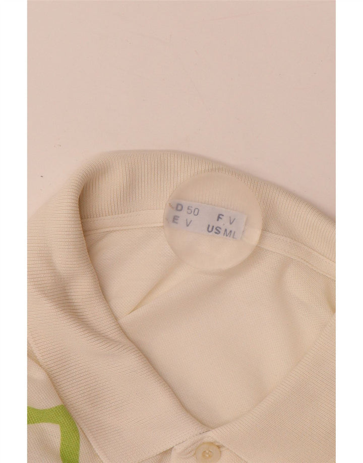 SERGIO TACCHINI Mens Polo Shirt EU 50 Medium Off White Geometric Cotton