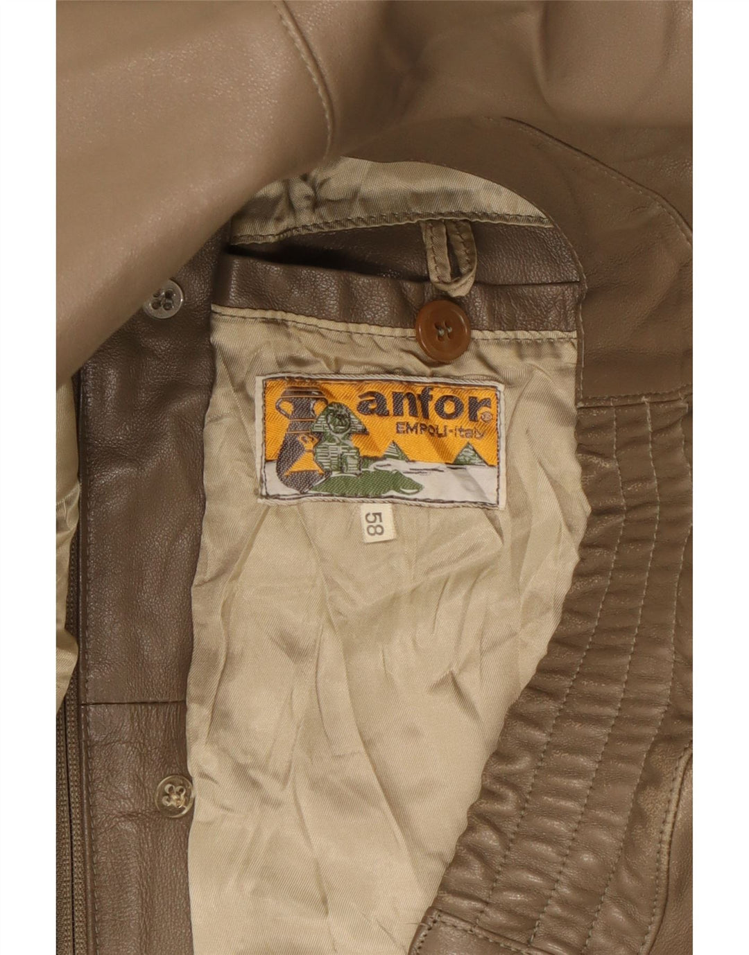 Anfor Mens Leather Jacket IT 58 2XL Brown