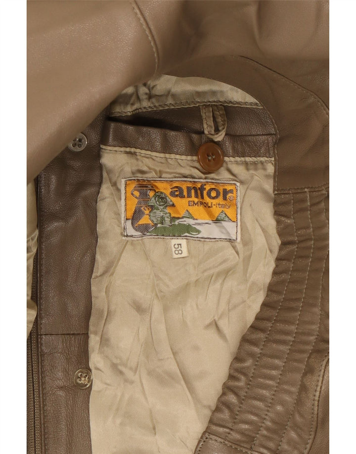 Anfor Mens Leather Jacket IT 58 2XL Brown