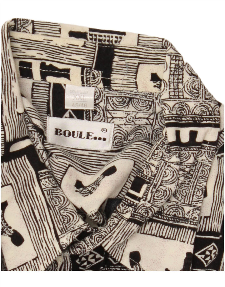 BOULEE Mens Short Sleeve Shirt Size 45/46 2XL Black Patchwork Viscose