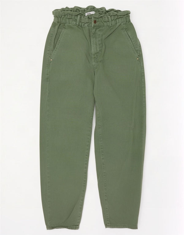 Zara Womens High Waist Tapered Jeans EU 38 Small W28 L26 Green Cotton