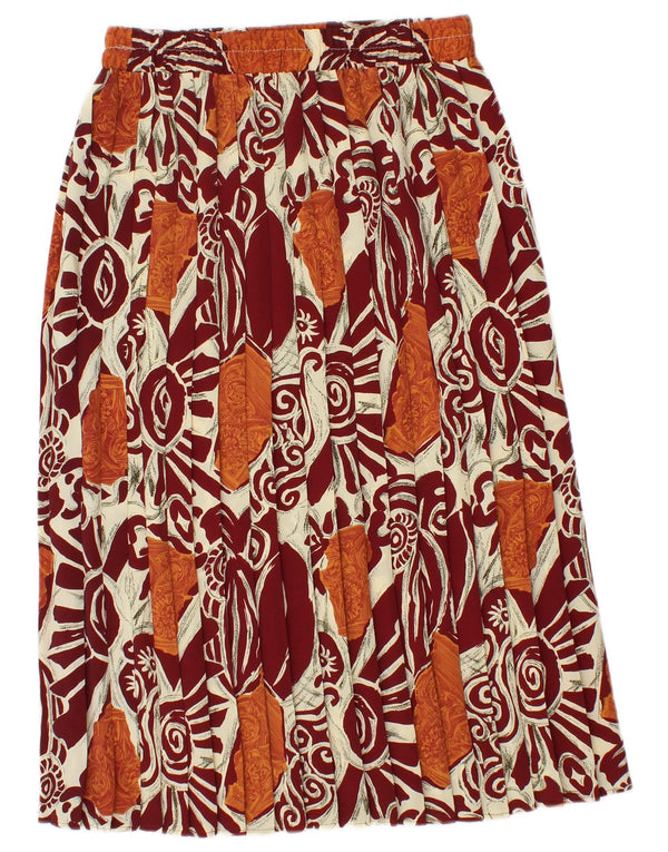 Vintage Womens Pleated Skirt W28 Medium  Maroon Floral