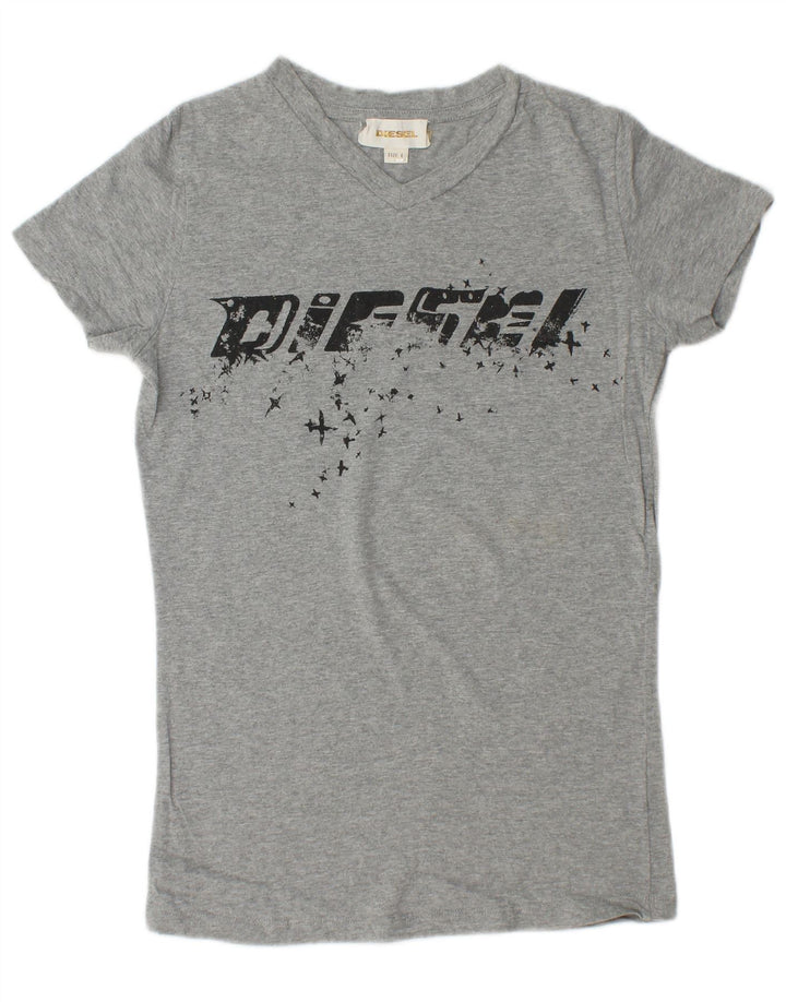 DIESEL Womens Graphic T-Shirt Top UK 14 Large Grey