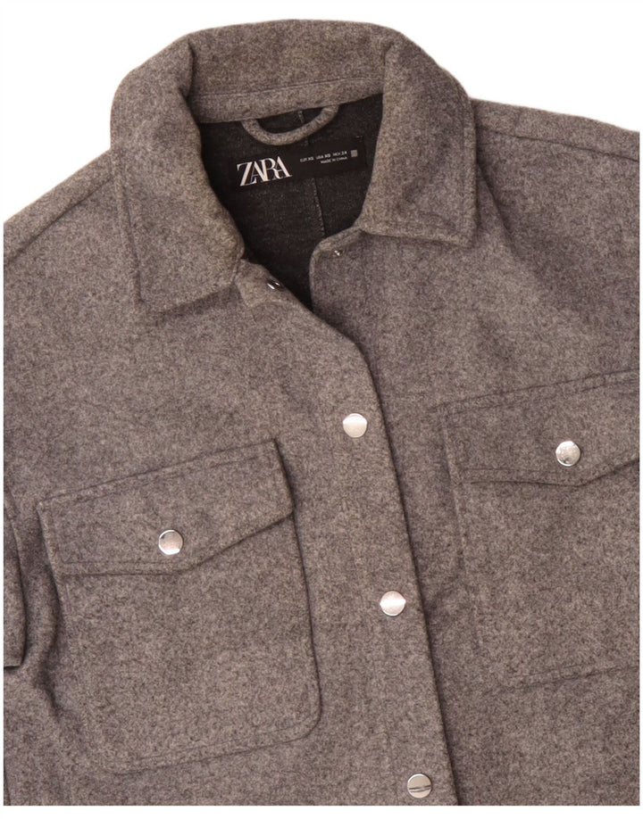 Zara Womens Oversized Bomber Jacket UK 6 XS Grey Polyester