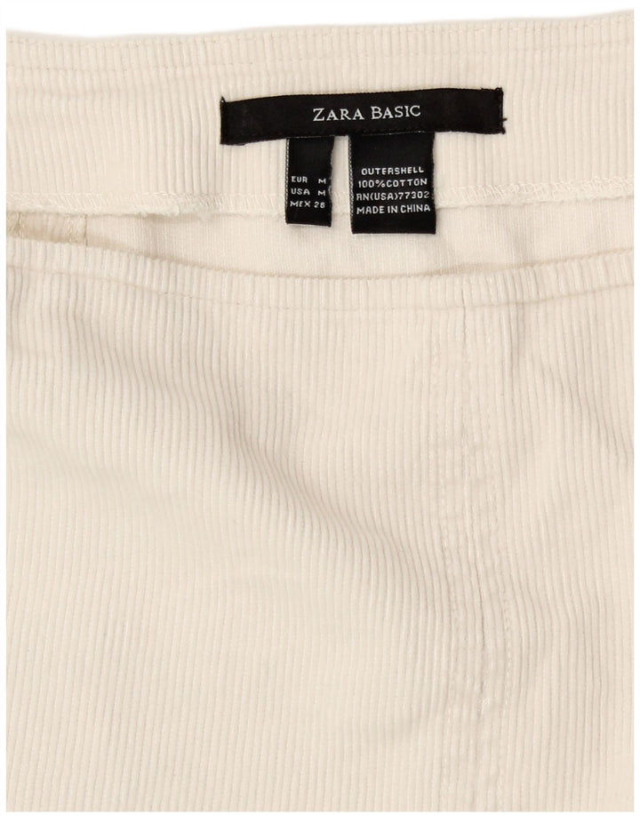 Zara Womens Corduroy Skirt Medium W28  White Cotton