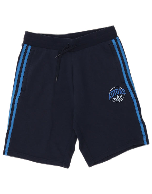 Adidas Boys Graphic Sport Shorts 15-16 Years Navy Blue Cotton