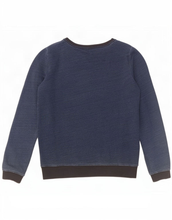 Diesel Mens Graphic Sweatshirt Jumper Small Navy Blue Colourblock Cotton