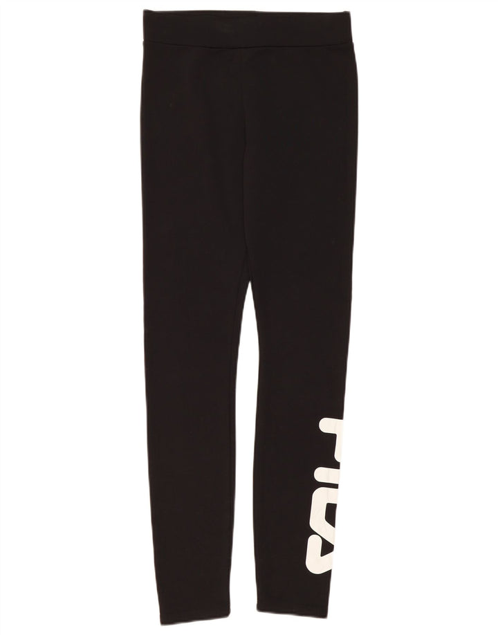 Fila Womens Graphic Leggings UK 8 Small  Black Polyester