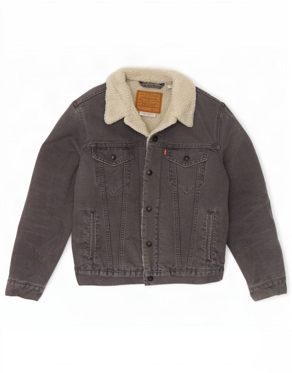 Levi's Mens Denim Sherpa Jacket UK 36 Small Grey Cotton