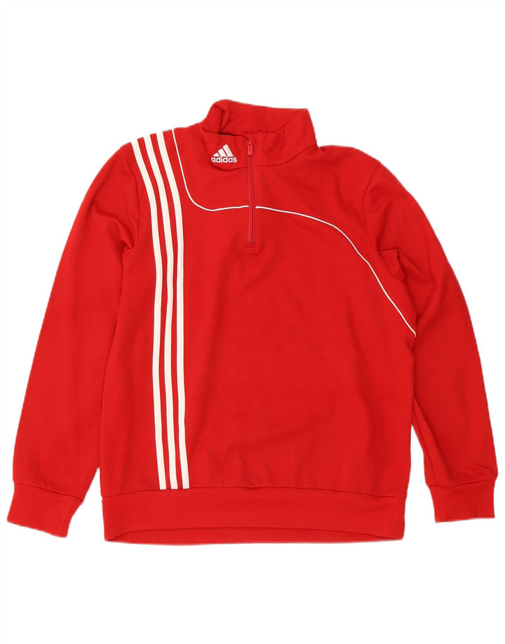 Adidas Mens Zip Neck Sweatshirt Jumper Medium Red Polyester