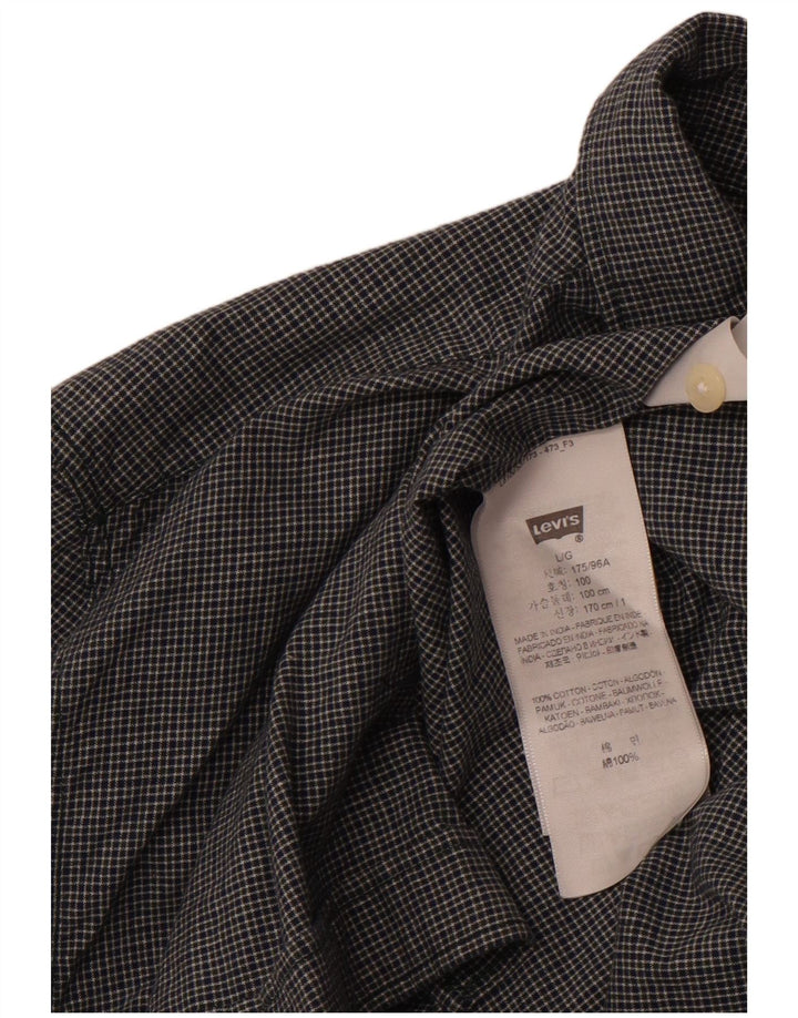 LEVI'S Mens Slim Fit Shirt Large Navy Blue Check Cotton
