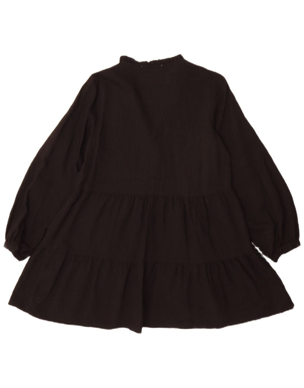 Zara Womens Long Sleeve Tiered Dress UK 10 Small Black Viscose