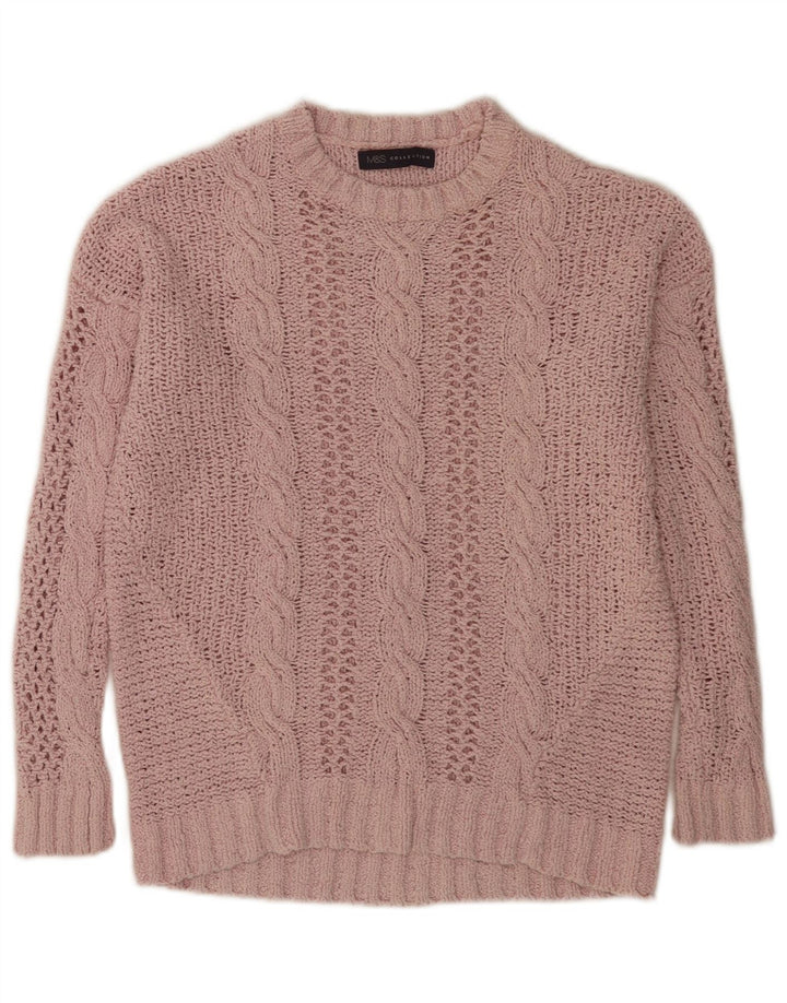 Marks & Spencer Womens Oversized Crew Neck Jumper Sweater UK 10 Small Pink