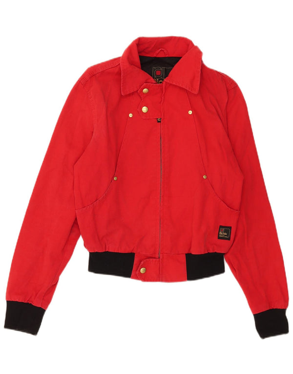 Richlu Womens Bomber Jacket UK 12 Medium Red Colourblock Cotton