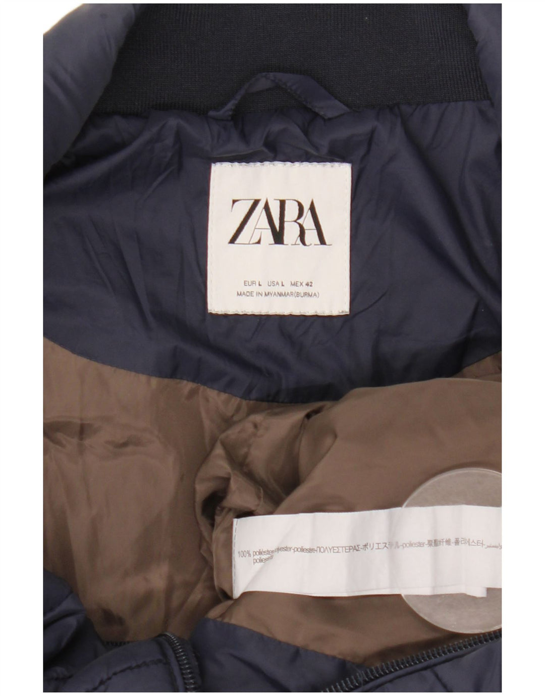 Zara Mens Padded Gilet UK 40 Large Navy Blue Polyester