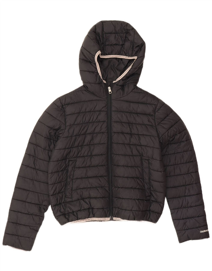 Calvin Klein Jeans Womens Hooded Oversized Padded Jacket UK 10 Small Black