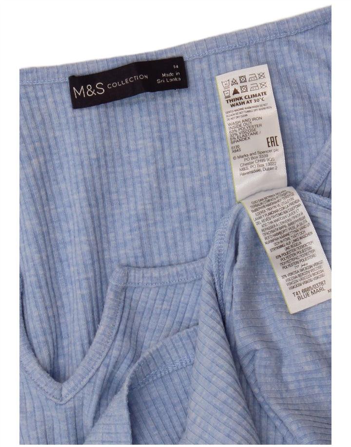 Marks & Spencer Womens Top Long Sleeve UK 14 Large  Blue Polyester