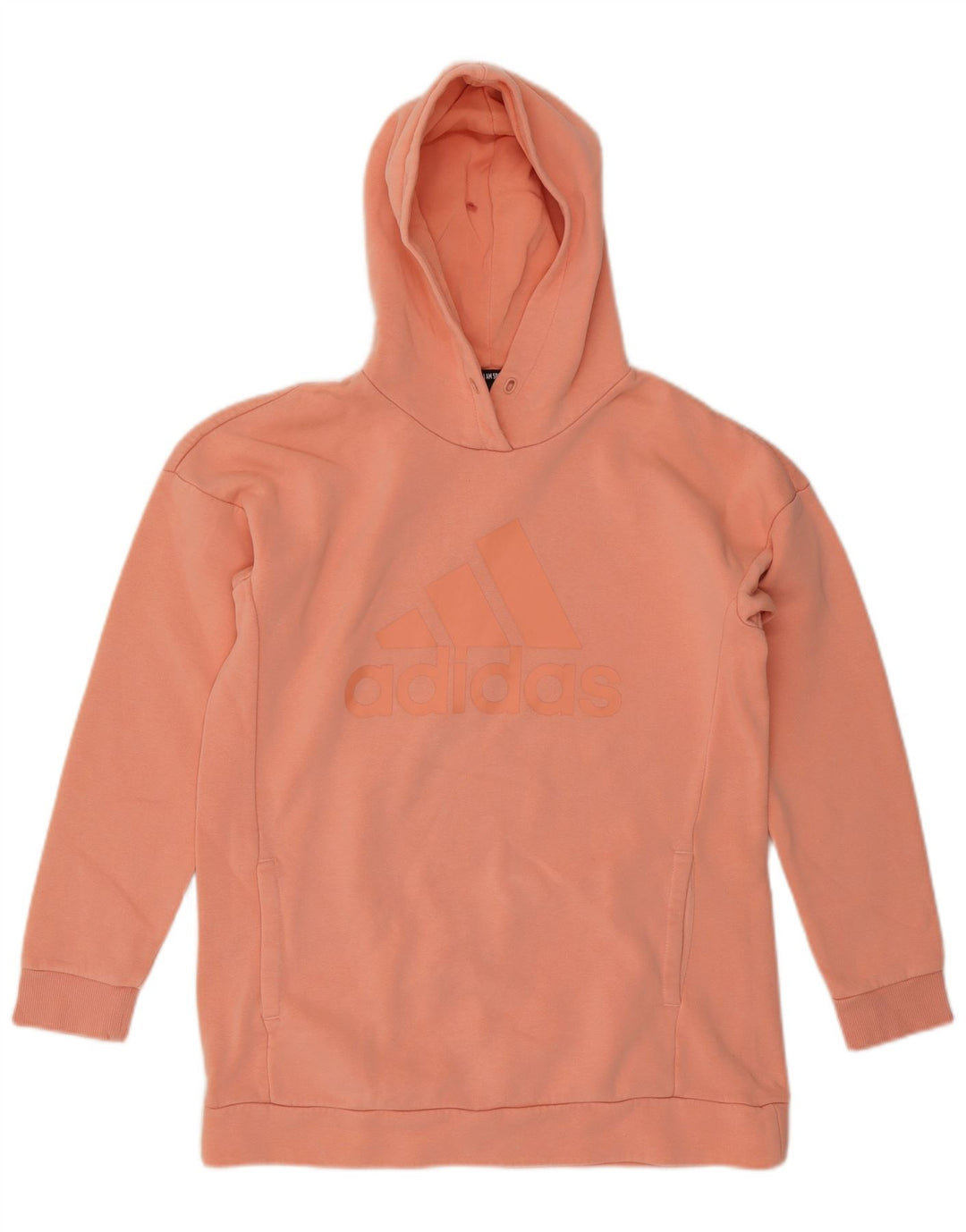 ADIDAS Womens Oversized Graphic Hoodie Jumper UK 8/10 Small Orange Cotton