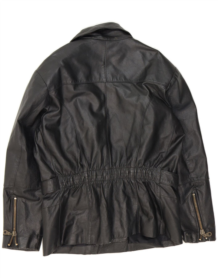 VINTAGE Womens Leather Jacket EU 38/40 Medium Black Leather Vintage Vintage and Second-Hand Vintage from Messina Hembry 