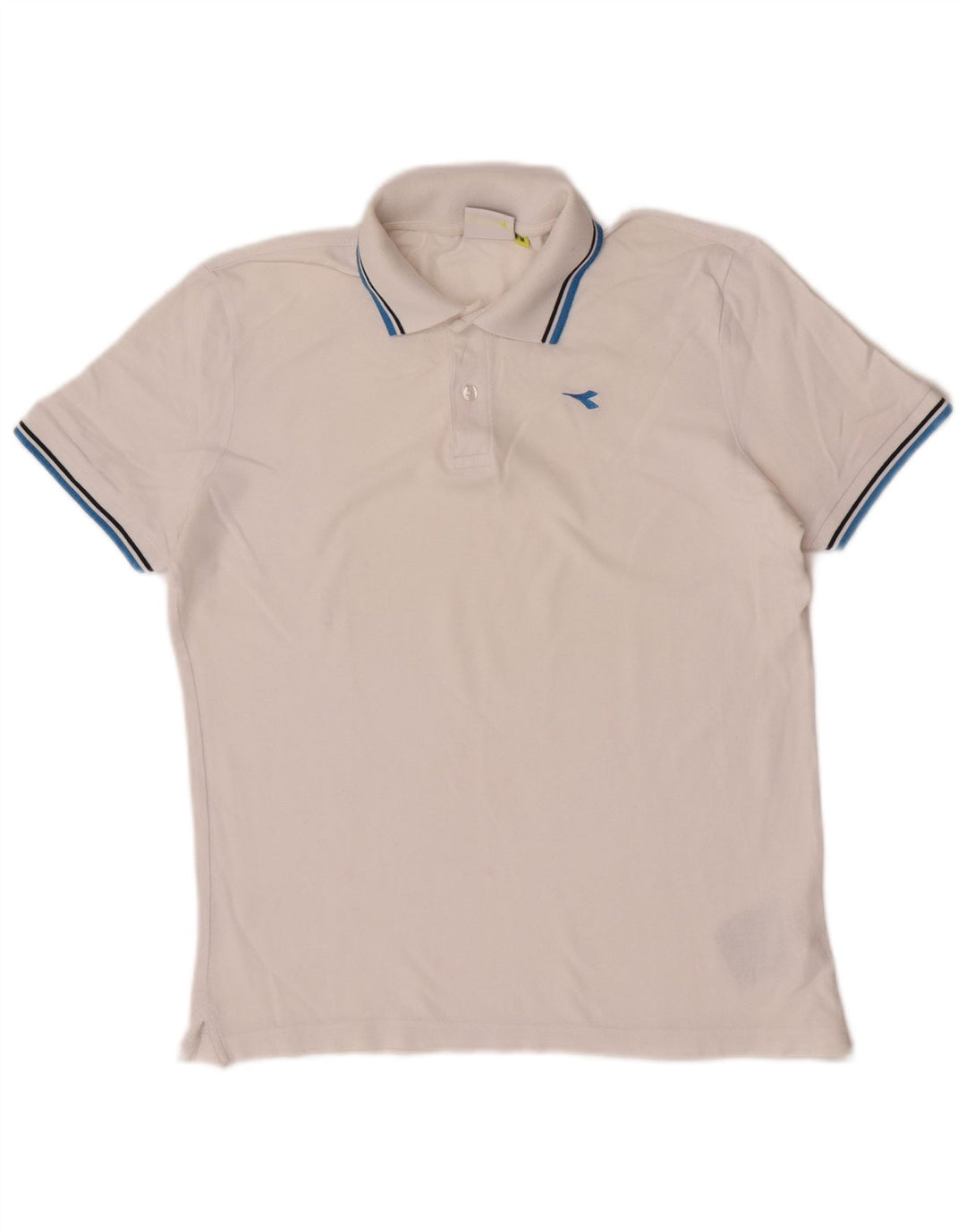 Diadora Mens Polo Shirt Medium White Striped Cotton