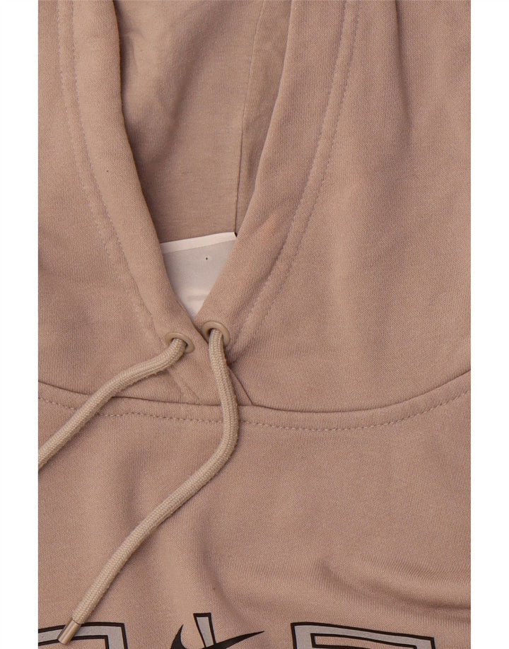 NIKE Mens Loose Fit Graphic Hoodie Jumper Small Brown Colourblock Cotton
