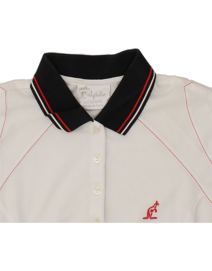 AUSTRALIAN L'ALPINA Womens Polo Shirt IT 44 Medium White Vintage AUSTRALIAN L'ALPINA and Second-Hand AUSTRALIAN L'ALPINA from Messina Hembry 