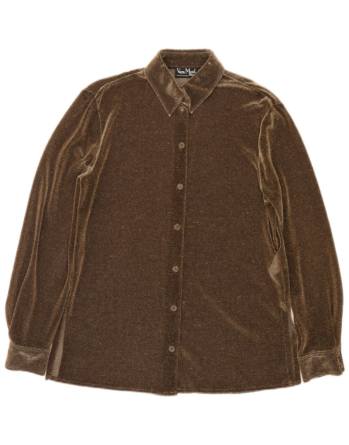 Vera Mont Womens Shirt Blouse UK 12 Medium Brown Polyester