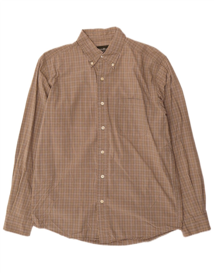 EDDIE BAUER Mens Shirt Small Grey Check Cotton