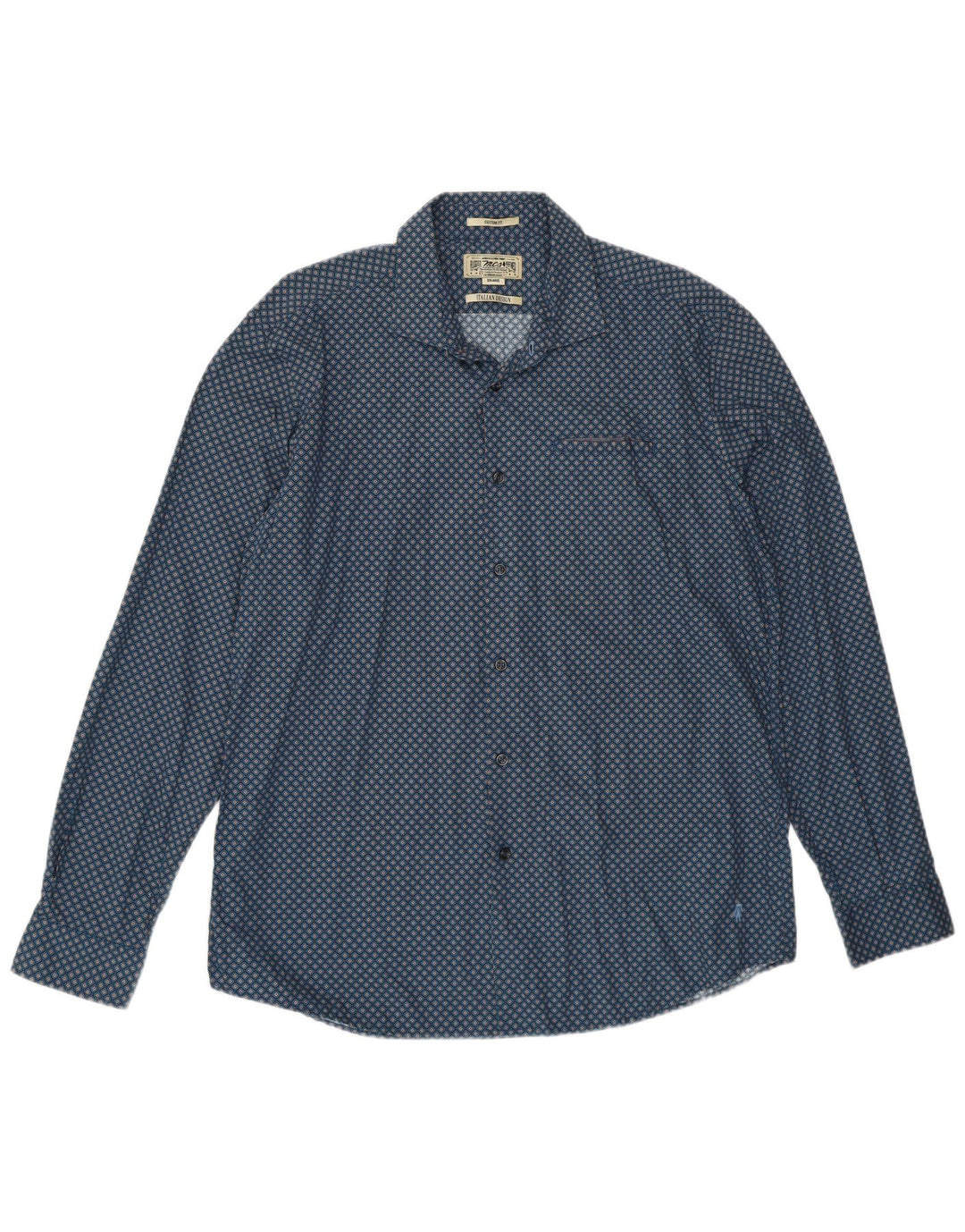 Marlboro Classics Mens Custom Fit Shirt 2XL Navy Blue Floral Cotton