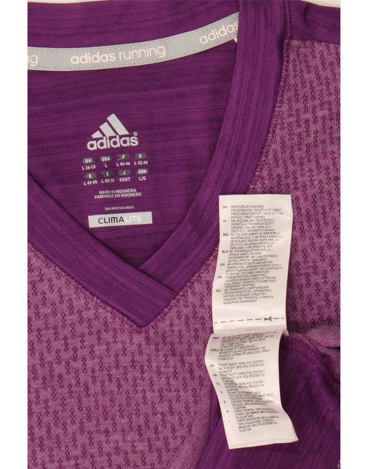 ADIDAS Womens Climalite T-Shirt Top UK 14 Large Purple Colourblock