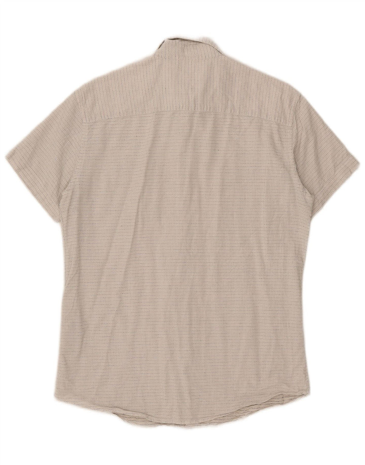 Jack & Jones Mens Short Sleeve Shirt Medium Off White Spotted Cotton