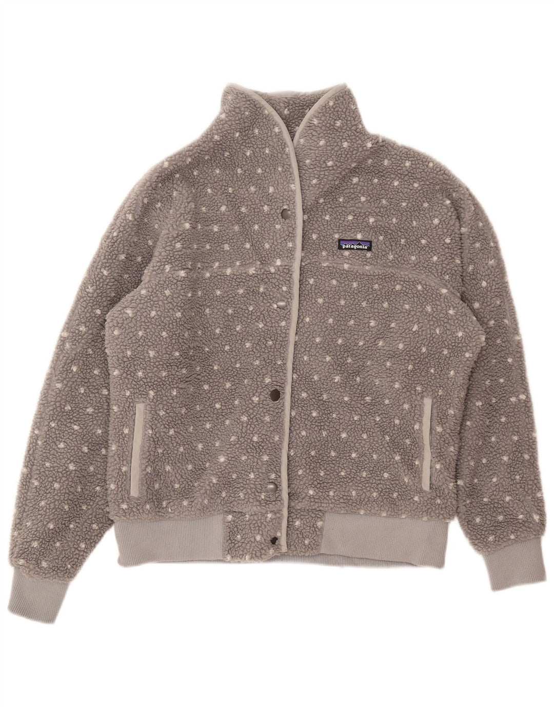 Patagonia Womens Fleece Jacket UK 16 Large Grey Spotted Polyester