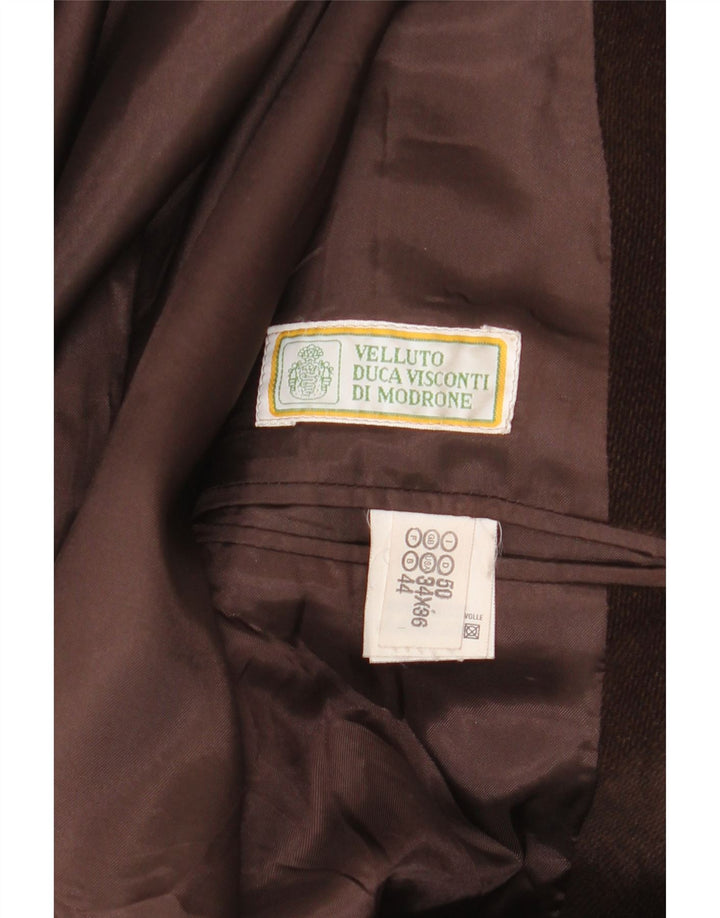 Velluto Duca Visconti Mens 3 Button Blazer Jacket IT 50 Large Brown Cotton