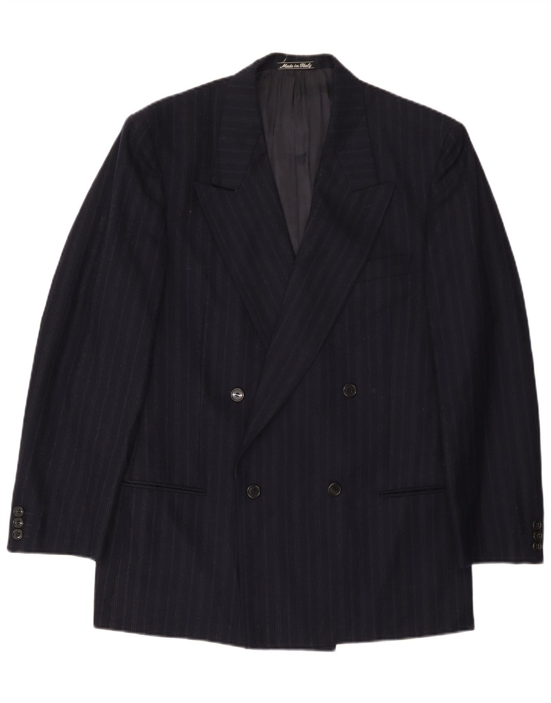 Giorgio Armani Mens Blazer Jacket UK 38 Medium Navy Blue Pinstripe