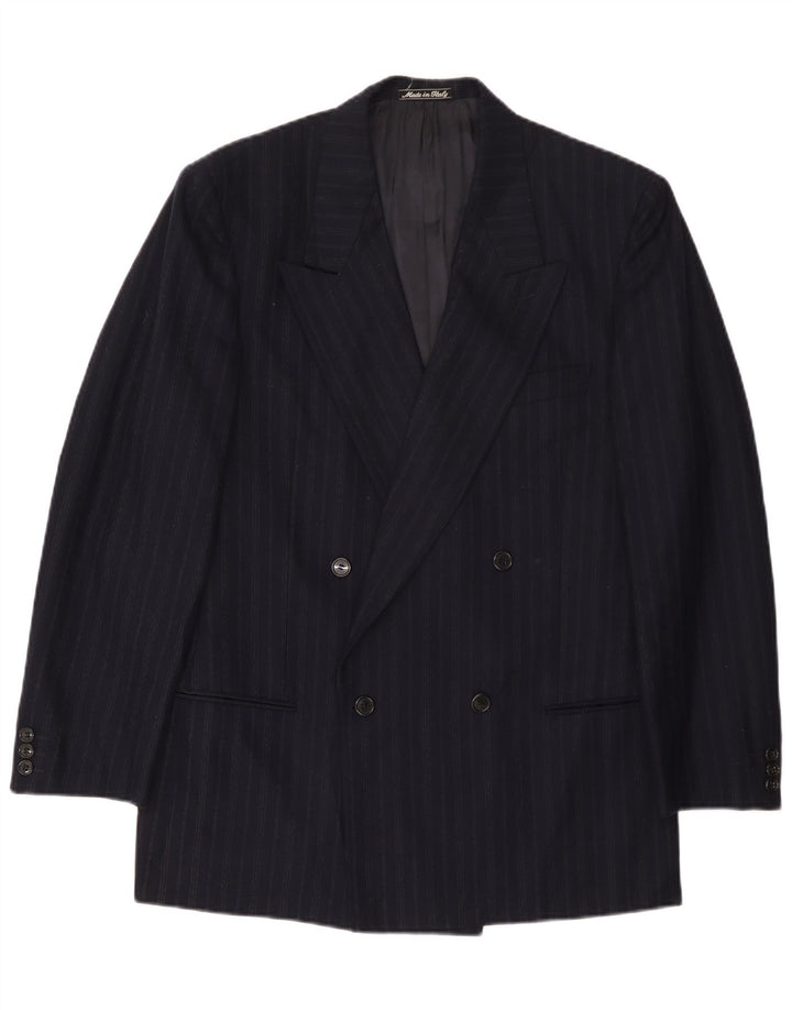Giorgio Armani Mens Blazer Jacket UK 38 Medium Navy Blue Pinstripe