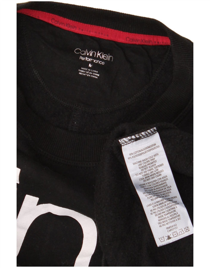 Calvin Klein Womens Graphic Oversized Sweatshirt Jumper UK 14 Medium Black