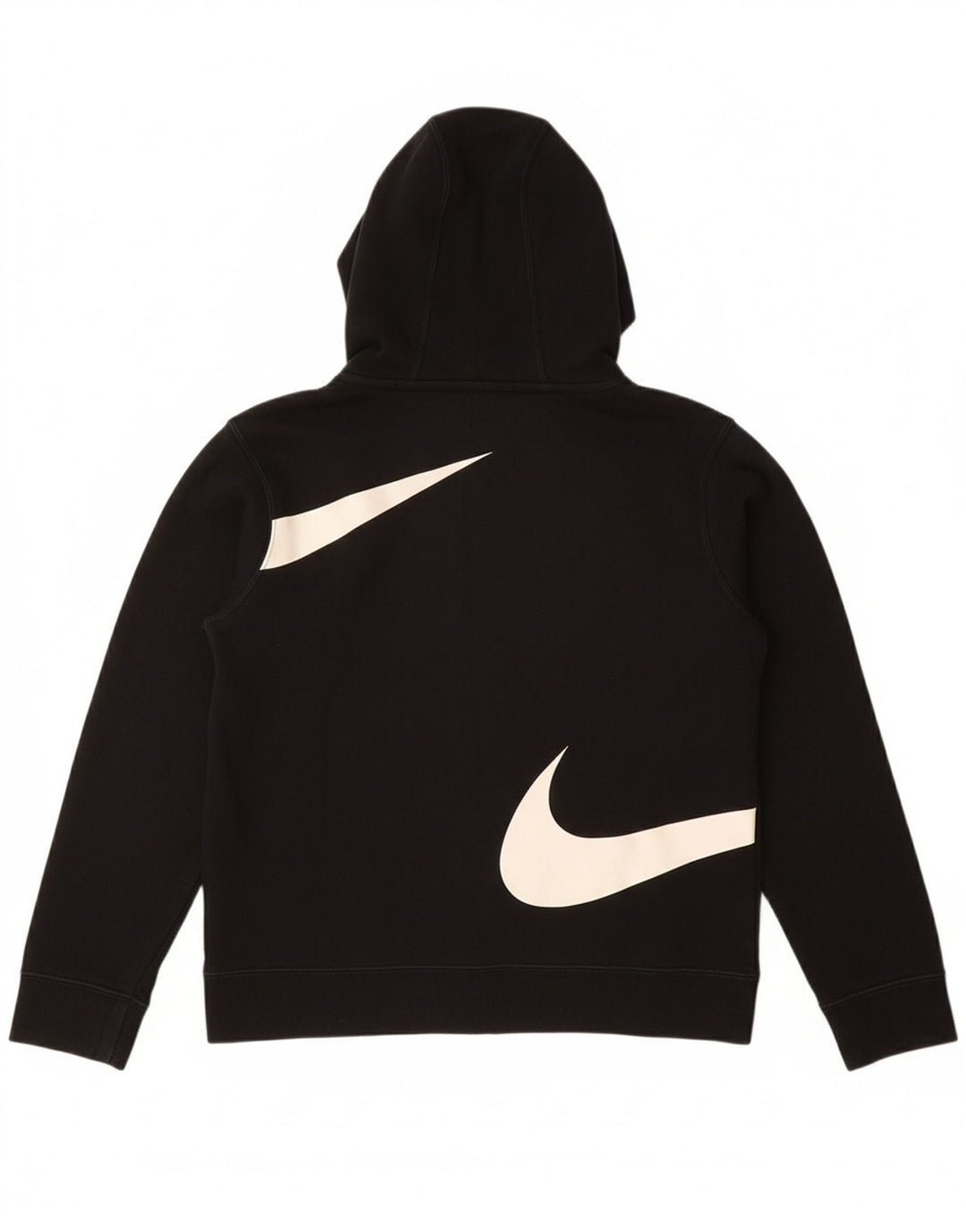 NIKE Boys Swoosh Graphic Zip Hoodie Sweater 10-11 Years Medium Black