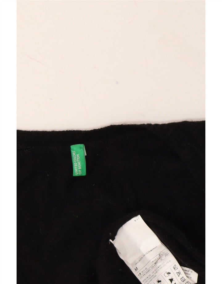 BENETTON Womens V-Neck Jumper Sweater UK 14 Medium Black Wool Vintage Benetton and Second-Hand Benetton from Messina Hembry 