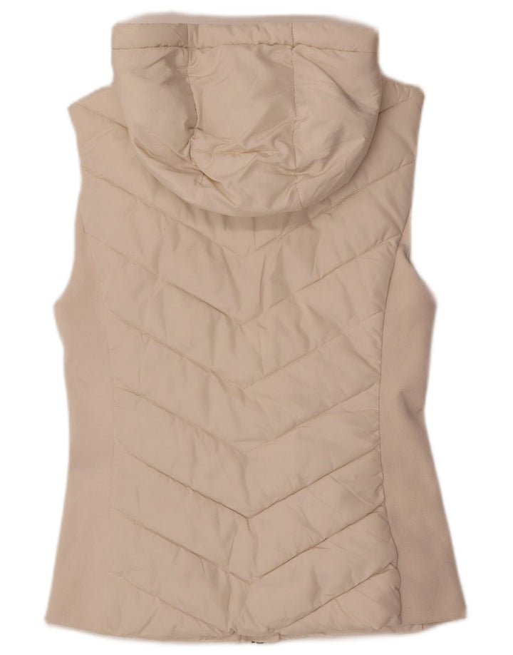 Zara Womens Hooded Padded Gilet UK 12 Medium White Polyester