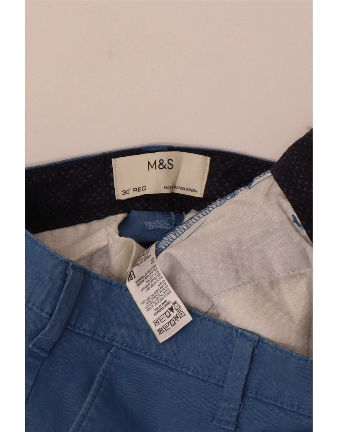 Marks & Spencer Mens Chino Shorts W30 Medium Blue Cotton