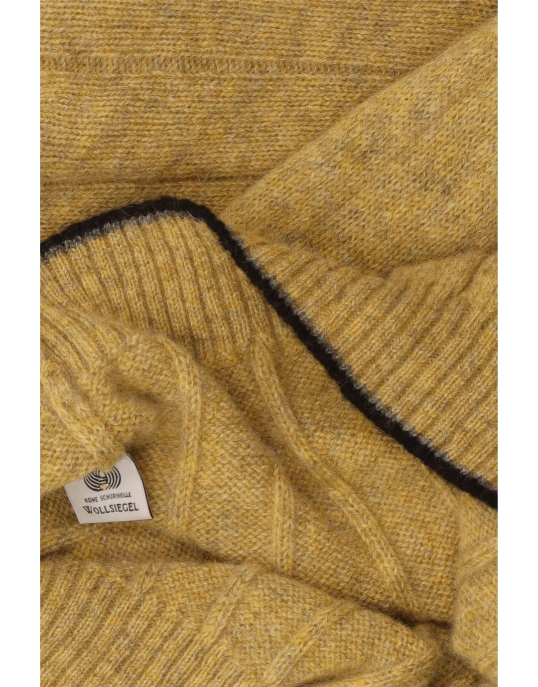 Vintage Mens Polo Neck Jumper Sweater Medium Yellow Wool