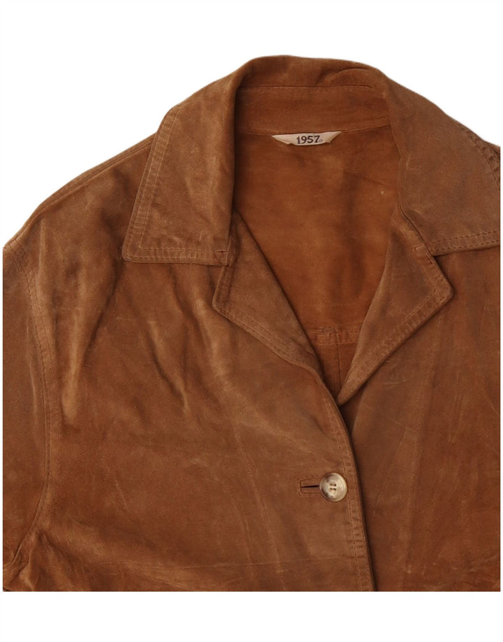 VINTAGE Womens Suede Jacket UK 14 Large Brown